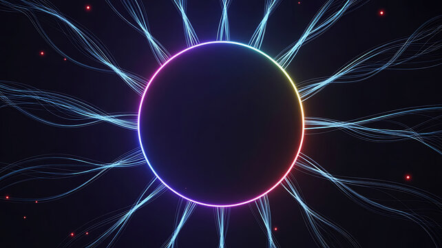 Abstract glowing sphere with light trails perfect for technology or science concept art design - Powered by Adobe
