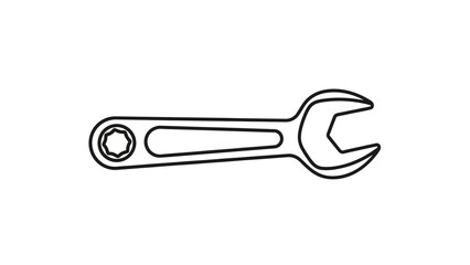 Simple Line Drawing of a Combination Wrench Tool.