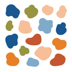 Collection of abstract organic shapes in various colors on a white background