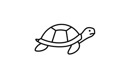 Simple Line Drawing of a Cute Turtle.