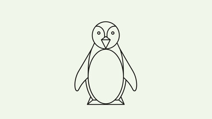 Simple Line Art Drawing of a Penguin Standing Upright.