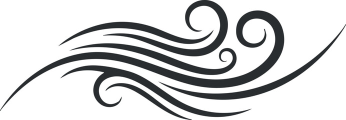 Fototapeta premium A stylized wave design with flowing lines and swirls in black vector style, suitable for decorative purposes