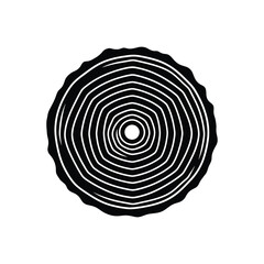 Tree rings silhouette icon wood texture vector illustration