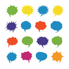 Collection of colorful comic speech bubbles for creative designs and graphic projects