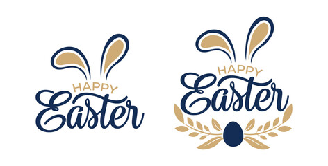 Cute Easter Lettering Art, Simple Bunny Illustration, Spring Festival Graphic, Happy Holiday Message