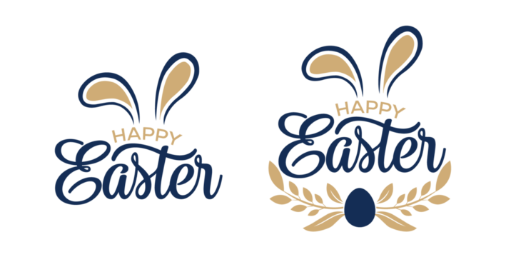Cute Easter Lettering Art, Simple Bunny Illustration, Spring Festival Graphic, Happy Holiday Message