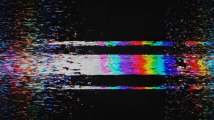 TV static signal: A visual representation of television static, with colorful horizontal bars. evoking the days of analog signal disruptions.