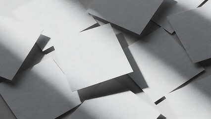 Overlapping white paper texture with abstract geometric shadows