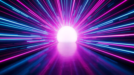 Futuristic Glowing Sphere with Neon Streaks and Reflective Surface for Science Fiction Concepts