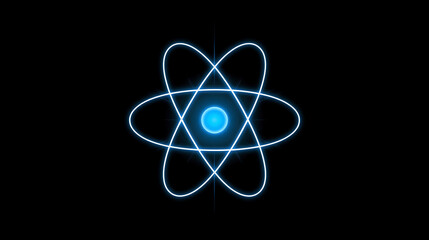 Glowing Atom Symbol with Orbitals on a Dark Background Scientific Concept Illustration