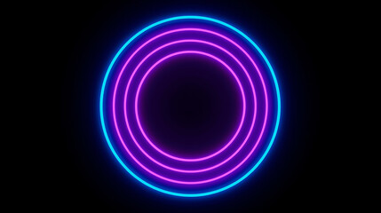 Vibrant Neon Circles on Black Background A Modern Technological Aesthetic