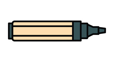 Simple illustration of a beige and dark gray highlighter pen with a black outline