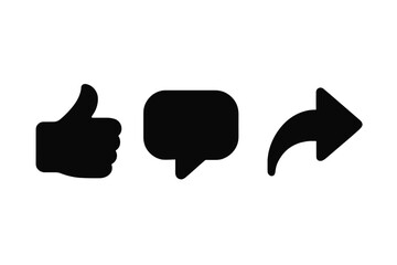 Social media interaction icons featuring like, comment, and share symbols