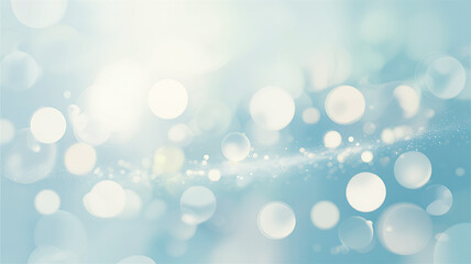 Elegant light blue bokeh background with soft highlights and bright circles