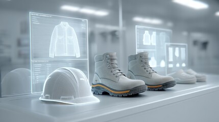 Safety gear display with transparent background