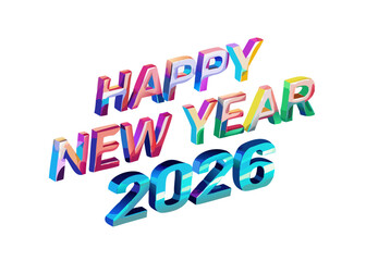 Fototapeta premium A festive “Happy New Year” design in red and green letters with decorative swirls and ornaments. It has a cheerful holiday style and a clean white background, making it perfect for greeting cards