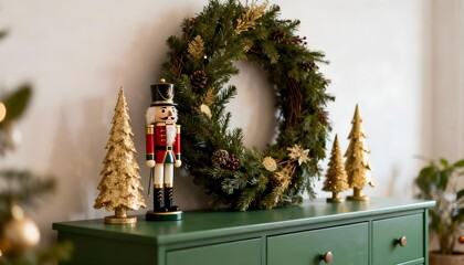 christmas wreath on a wooden door