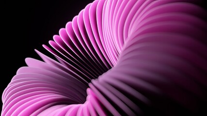 Dynamic and smooth flowing pink and purple layered shape undulating in a seamless loop against a stark black background, creating an elegant and modern abstract visual with soft focus