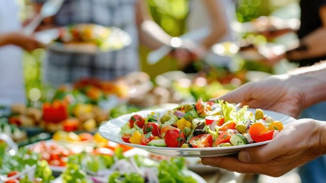 Video A person holding a plate with a salad