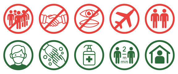 coronavirus safety infographic icon set