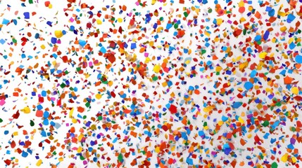 Obraz premium Realistic shiny decorative falling confetti seamless pattern isolated on white backgrounded, clean and vibrant composition