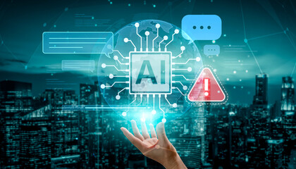 AI interface showing prompt error warning and system alert. AI prompt failure can lead to incorrect output or hallucination. Managing AI prompt error is crucial in safe AI deployment. Spline