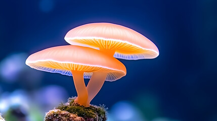 Discover luminous mushrooms glowing softly in the dark, a captivating nature scene full of magic and wonder, perfect for fantasy themes and enchanting designs