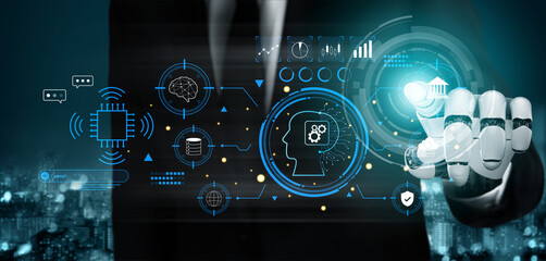 A futuristic command interface for an advanced AI system. This AI is used for high level business and financial data analysis. Motif