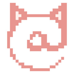 Cat face at sign symbol pixel art icon for email or social media graphic