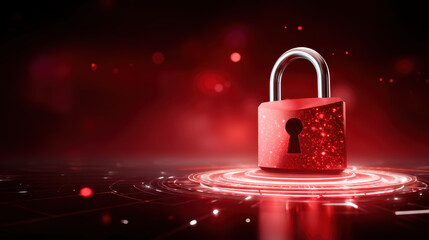 Red padlock cybersecurity data protection network security digital lock secure access
