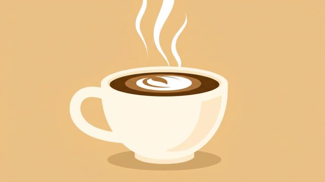 Steaming Hot Coffee Cup on a Warm Brown Background.
