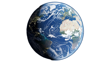 Planet earth from space with clouds and continents