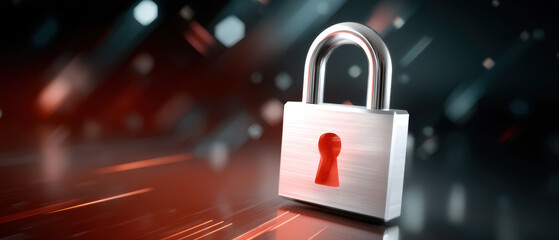 Secure padlock on dark abstract background cybersecurity protection concept calm