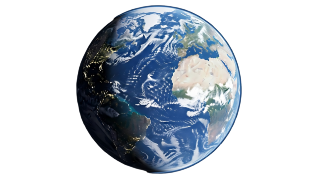 Planet earth from space with clouds and continents