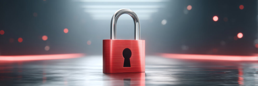 Red lock cybersecurity data protection padlock security privacy safe