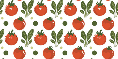 cute seamless pattern of red tomatoes