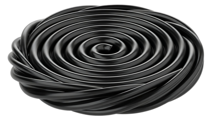 Black licorice swirl candy close up macro