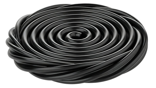 Black licorice swirl candy close up macro