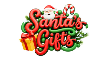 Santa's Gifts festive design, holiday cheer, Christmas celebration with candy cane and present