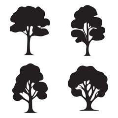 Tree Silhouette Collection Natural Botanical Shapes, Forest and Foliage Icons