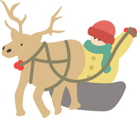 겨울 썰매타는 어린이