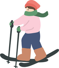 겨울 스키 타는 어린이