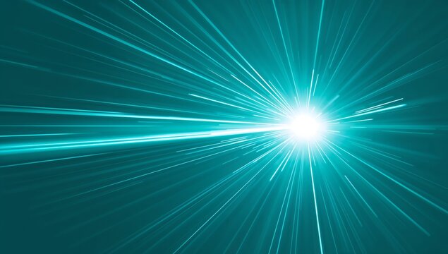 Bright turquoise light bursting outward from a central point