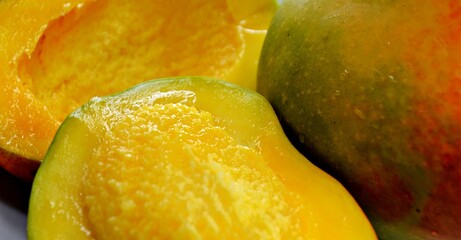 Cubed mango background, close-up, mango background, top view