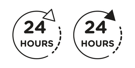 24 hours icon vector design. icon doodle hand drawn.
