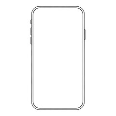 Modern smartphone outline on a clean white background, isolated. 60