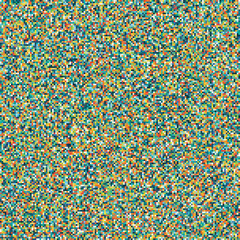 Seamless pixelated mosaic pattern in blue, turquoise, green, and black tones. Digital noise texture inspired by retro video games and 8-bit graphics. Ideal for backgrounds, game design, abstract wallp