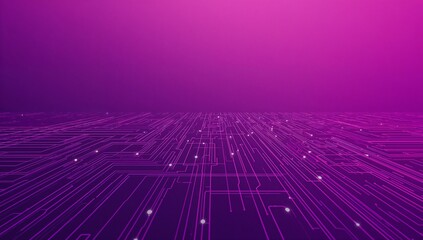 Abstract digital circuit board with glowing purple lines and nodes