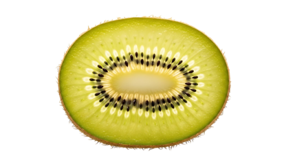 Close up slice of golden kiwi fruit on black
