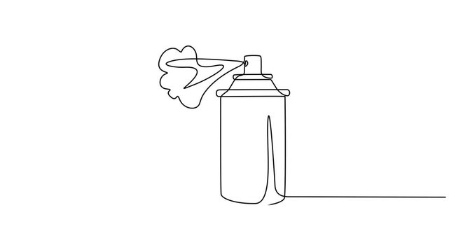 Continuous one line drawing of aerosol sprayer paint. One line drawing illustration of spray can. Paint for graffiti concept continuous line art. Editable outline.
